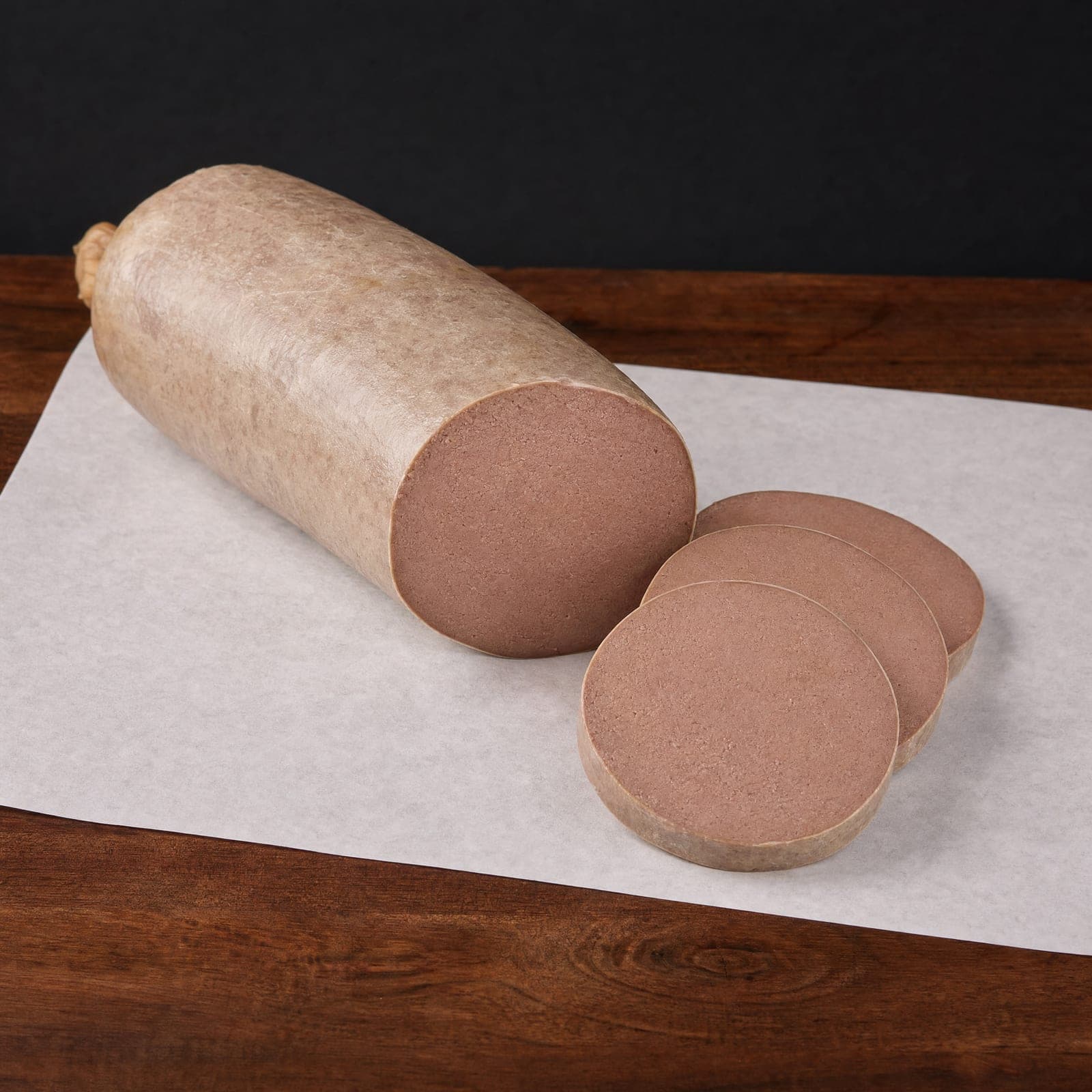 Lebăr, liver sausage, liverwurst style, sliced