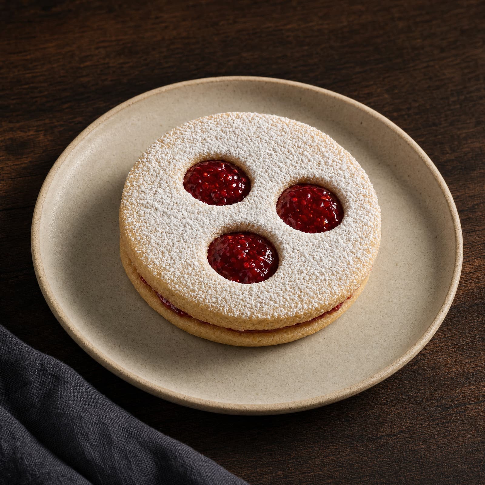 Linzer Augen, un biscuit Linzer cu gem în fereastră