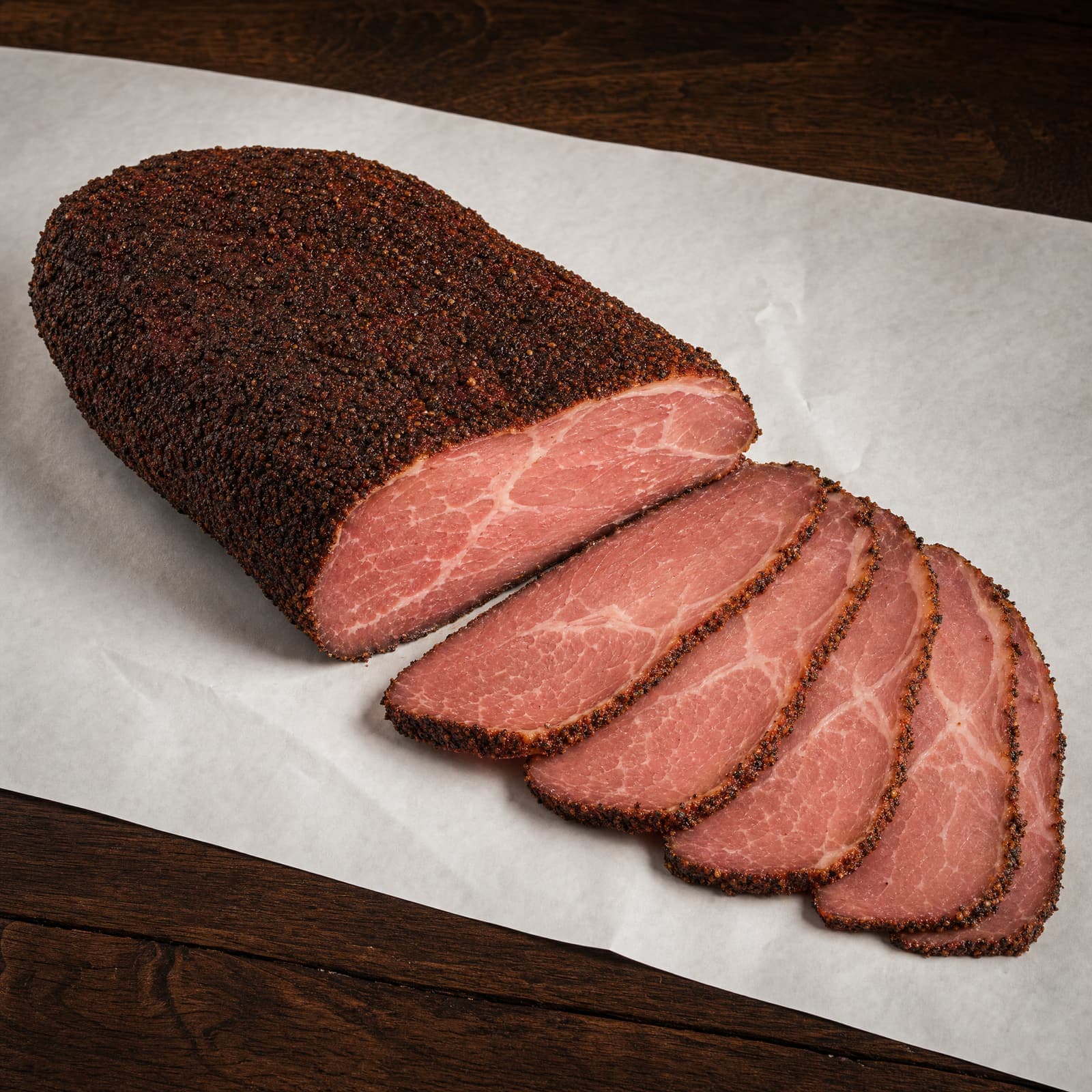 Pastramă, Romanian smoked pastrami, sliced