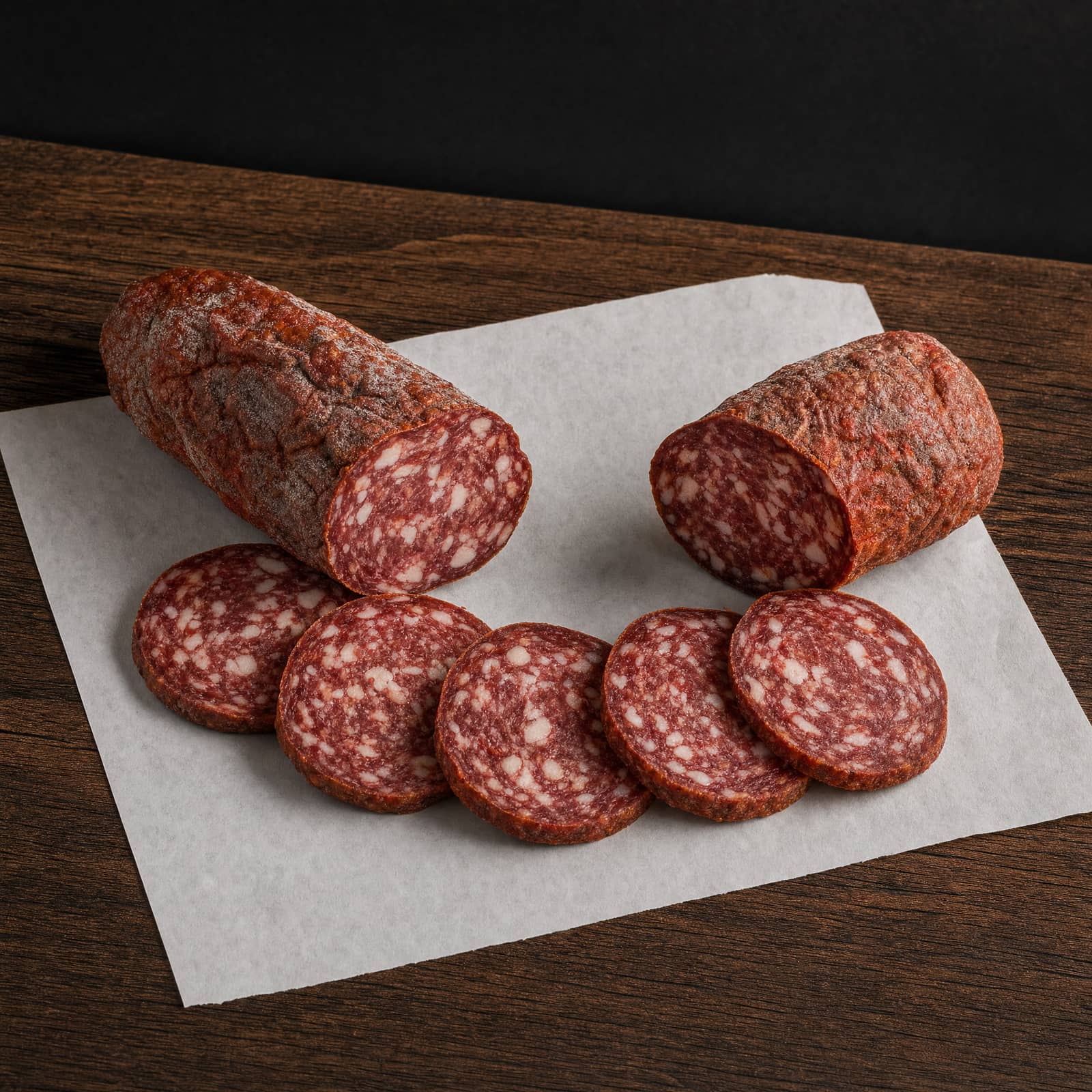 Salam de Casă, house salami, sliced