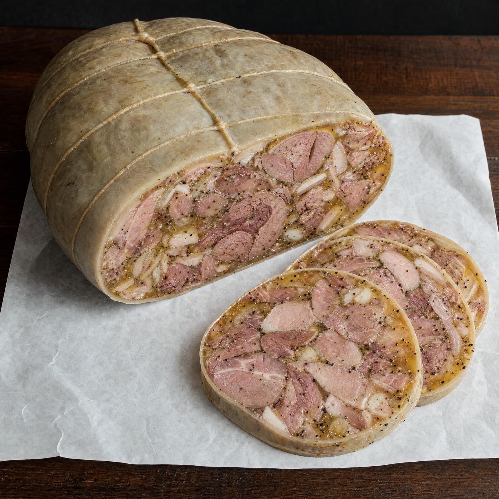 Tobă, Romanian head cheese, sliced